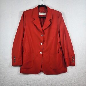 Vtg Bernard Zins Paris Women's Sz 8 Red Cashmere Wool Blazer Jacket Old Money